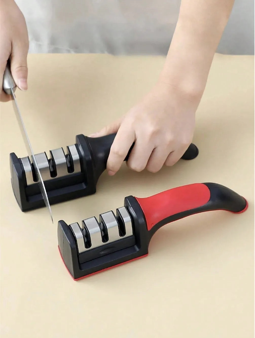 Multifunctional 4-Stage Knife Sharpener, Diamond Hand-Held Sharpening Stone for Kitchen Knives, Scissors, Cocina Tool