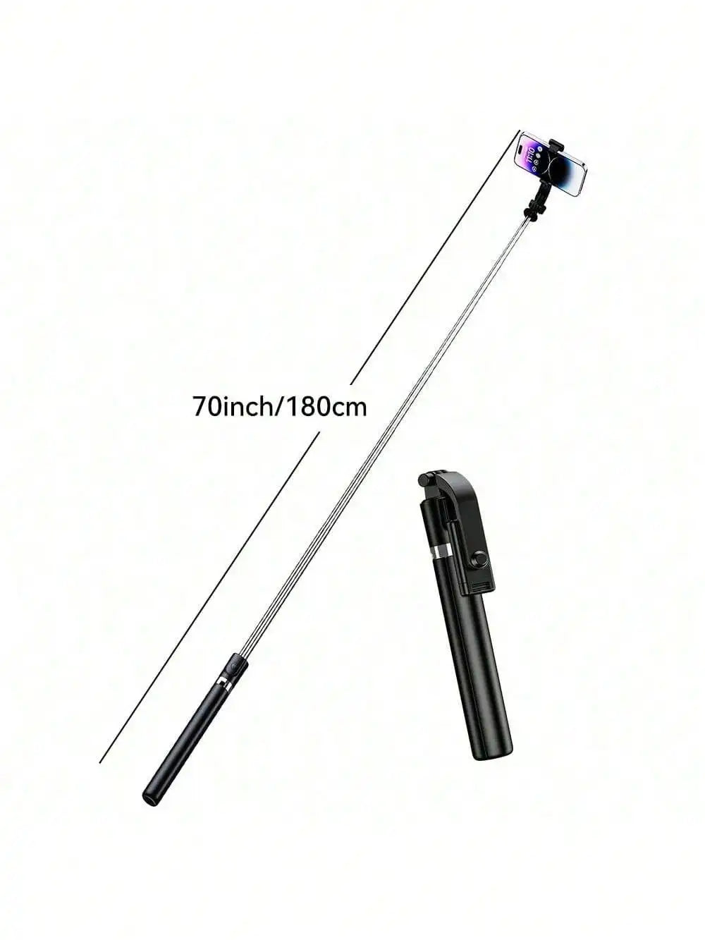 70'' Extendable Selfie Stick Tripod With Wireless Remote & Light – Portable Phone Stand For Smartphones And Cell Phones