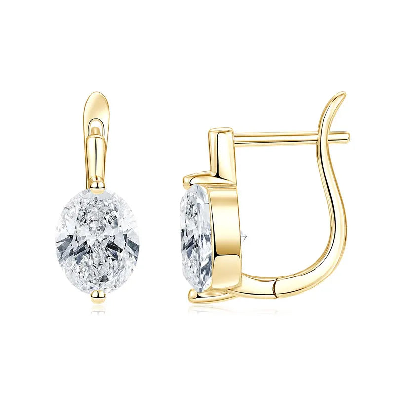 OXTAO 2ct Moissanite Solitaire Stud Earrings Certified 925 Sterling Silver Drop Hoop Earrings Spakling D Color Female Jewelry
