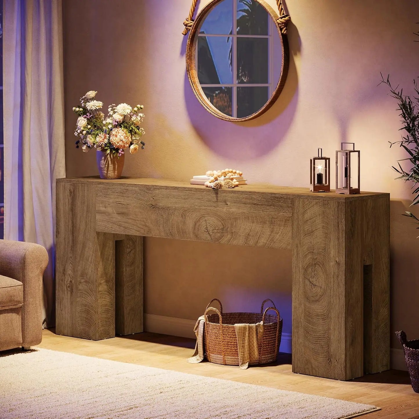LITTLE TREE 71-Inch Long Console Table for Entryway, Farmhouse Sofa Console Behind Couch,for Hallway, Foyer, Living Room