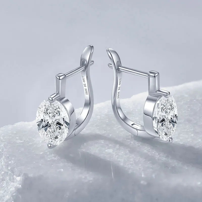 OXTAO 2ct Moissanite Solitaire Stud Earrings Certified 925 Sterling Silver Drop Hoop Earrings Spakling D Color Female Jewelry