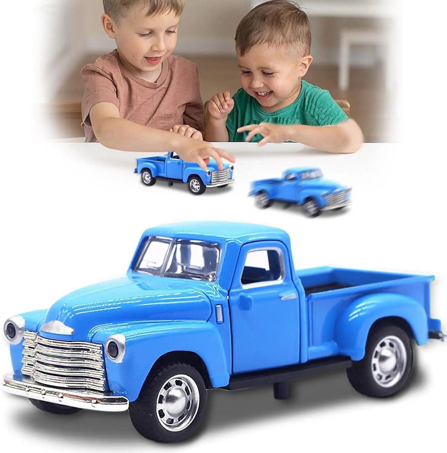 Little Blue Truck Toy for Kids Ages 2 3 4 5 6 7 8 Year Old Boys Girls,1:32 Alloy Kids Car Toy Driveable,Car Door Can Open (Blue)