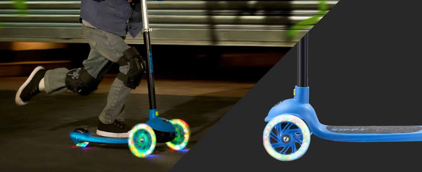 Joyfy Kids Multicolor 3 Wheel Scooter Toddler Kick Scooters with LED Light-Up Wheels for Boys and Girls Gift 5 Adjustable Height