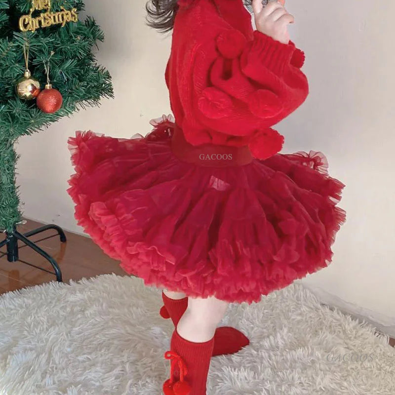 Girls Tutu Skirts Black Fluffy Toddler Tulle Princess Ball Gown Pettiskirt Ballet Party Dance Rainbow Tulle Skirts Girls Clothes