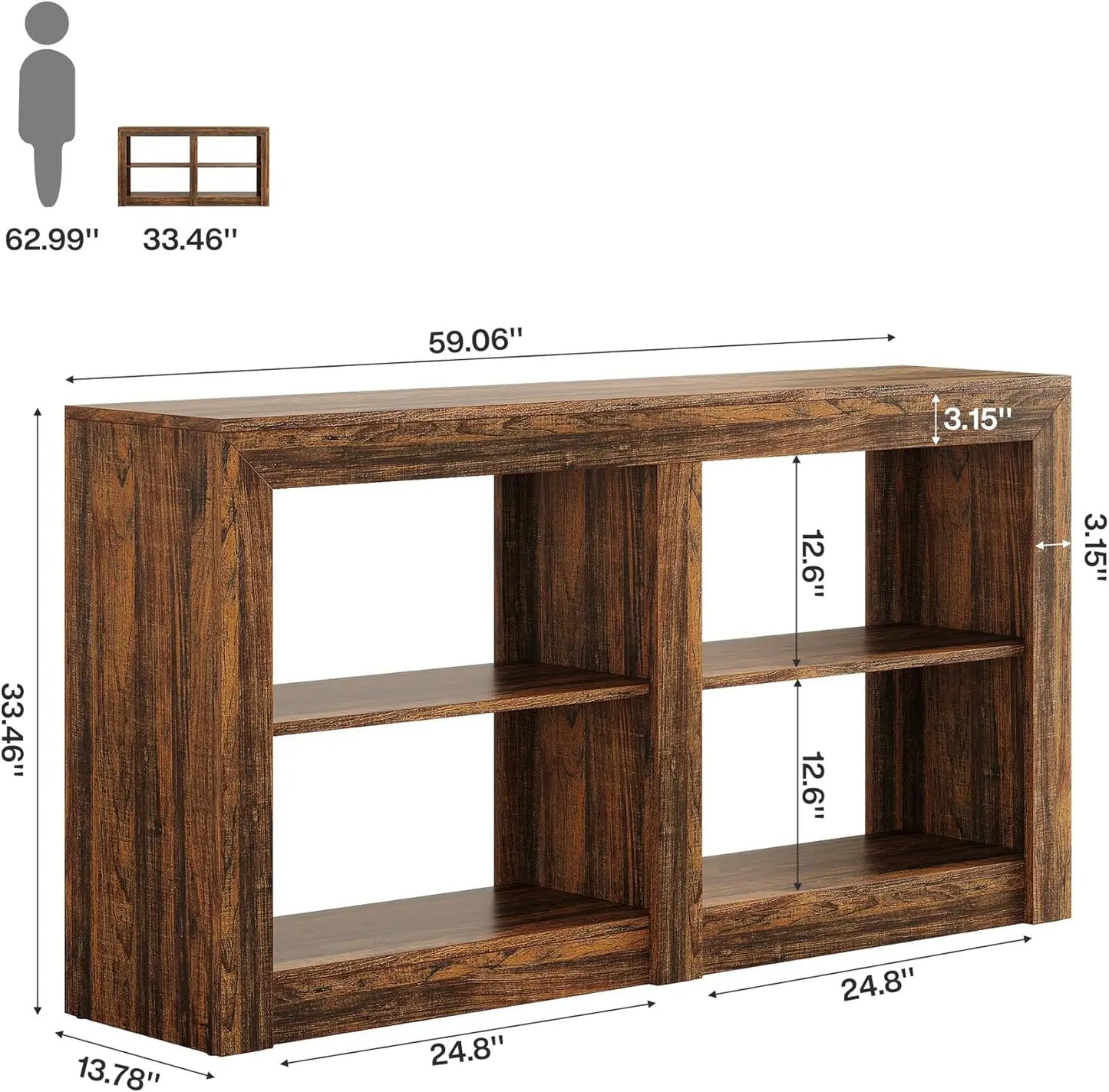 Farmhouse Console Table, Hallway Table for Entryway, Wood Console Behind Couch for Living Room, Hallway, Foyer, Oak
