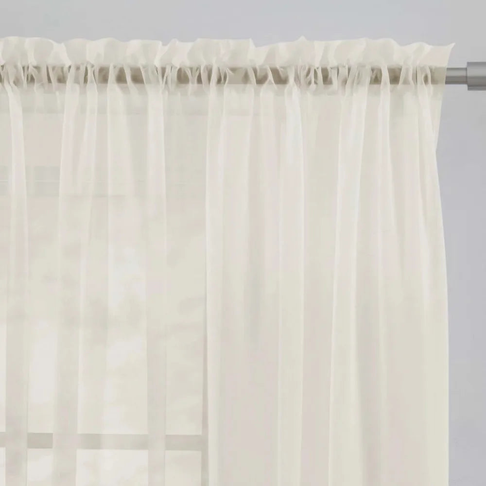 Marjorie Sheer Voile Curtain Panel, 1 Panel, Ivory, 59" W x 84" L