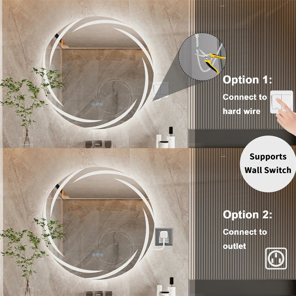 LUVODI 80CM LED Backlit Bathroom Mirror with Defogger and Touch Sensor