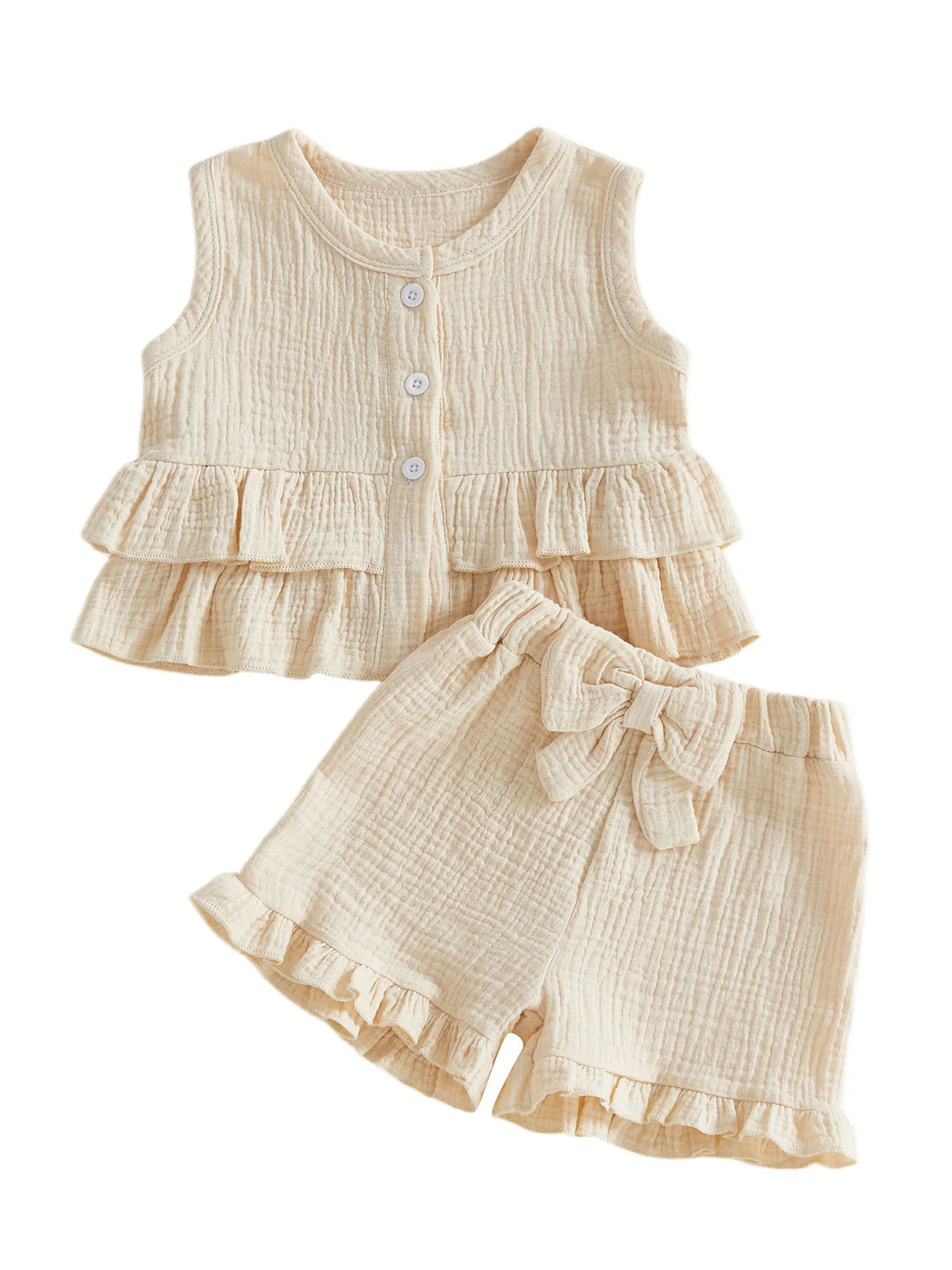 2Pcs Baby Boys Spring Clothes Short Sleeve Round Neck Solid Color T-Shirt and Elastic Waist Shorts Set for Toddler