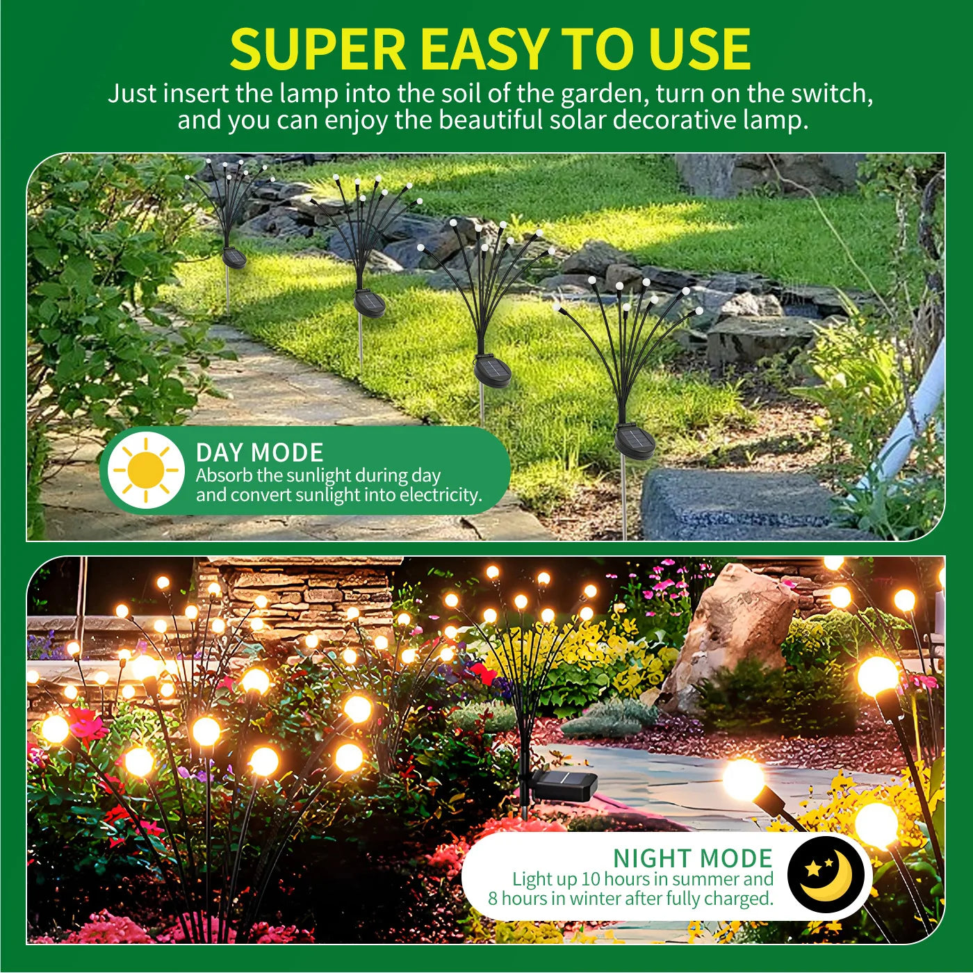 8-Head Solar Firefly Lights LED Solar Outdoor Decorative Garden Lights Waterproof