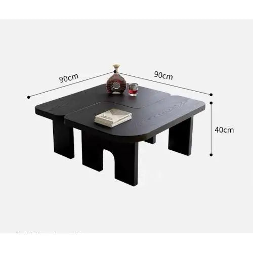 Modern Black Wooden Flexible Splicing Nesting Coffee Table Set Living Room