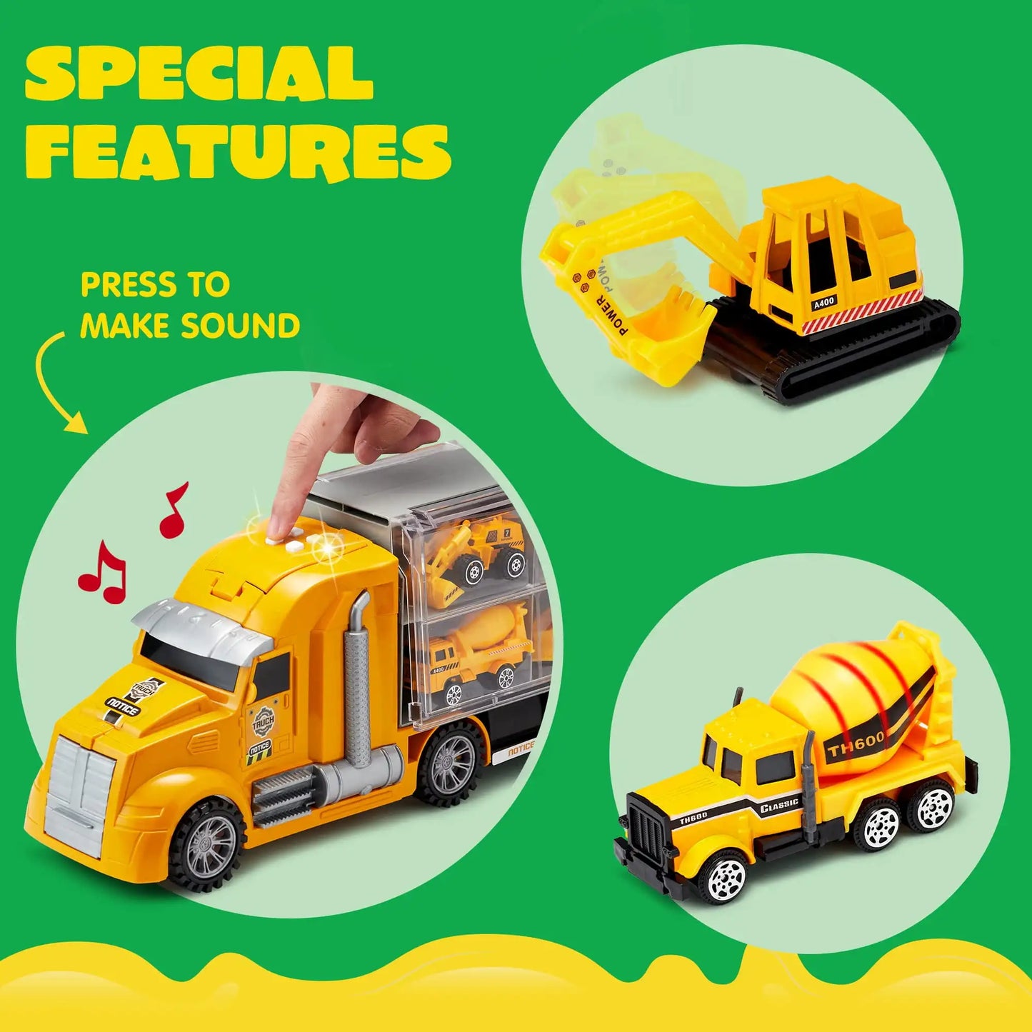 Joyfy 25 in 1 Die-cast Construction Big Truck Toys Car Transporter Storage Truck  for Kids Boys Girls Birthday