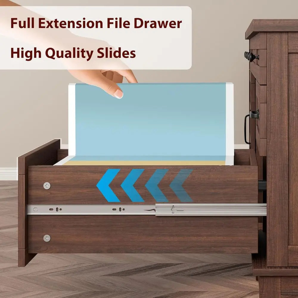 60-inch Wooden Home Office Desk with Charging Station and Storage in Walnut Brown