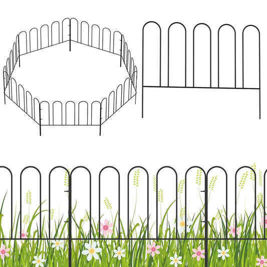 Small Garden Fence, 10ft L Rustproof Metal Border, No-Dig Animal Barrier for Dogs & Flower Bed Edging, Decorative Yard Fencing.