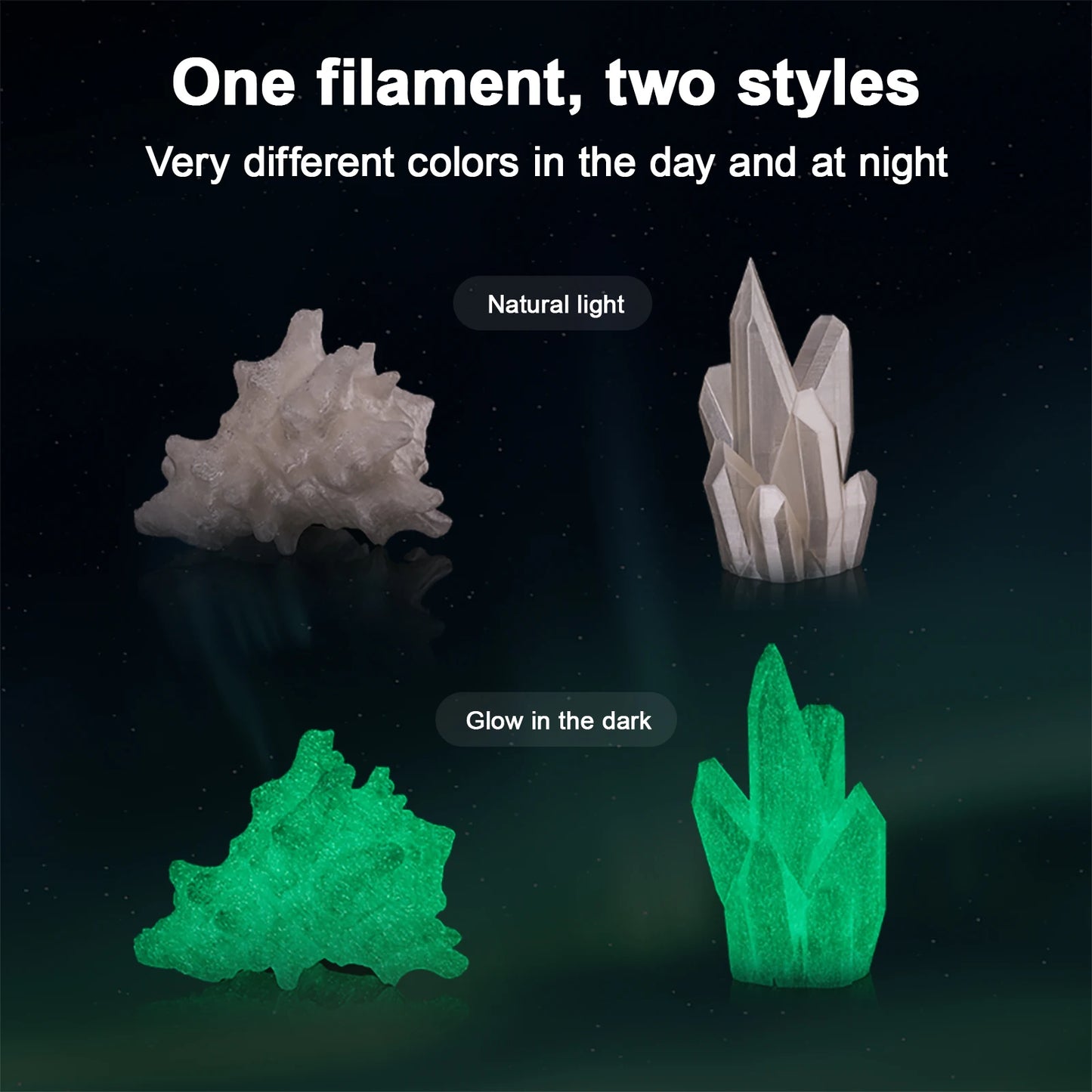 Eryone 1KG Glow in the dark PLA Premium Filament 3D Print, Multicolor Available,1kg pla filament glow in the dark,1KG/Spool