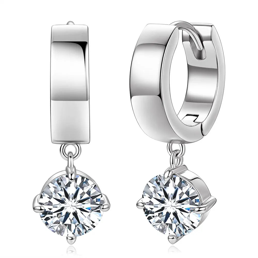 OXTAO Minimalist D VVS1 Moissanite Teardrop Earrings for Women Luxury Wide Band Drop Huggie Earrings Party Jewelry 14K Gold Filled