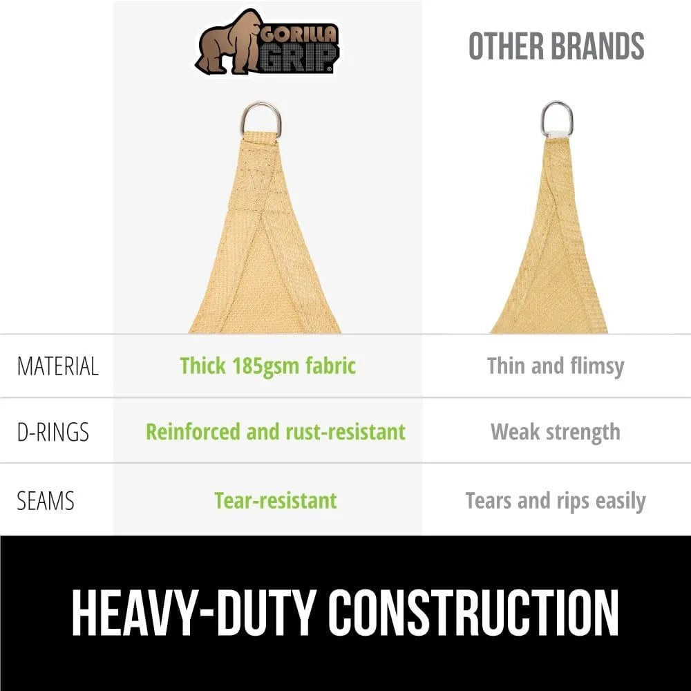 Heavy Duty UV Sun Shade Canopy Tear Rust Resistant Curved Edge Breathable Outdoor Patio Lawn 6x10 Sand