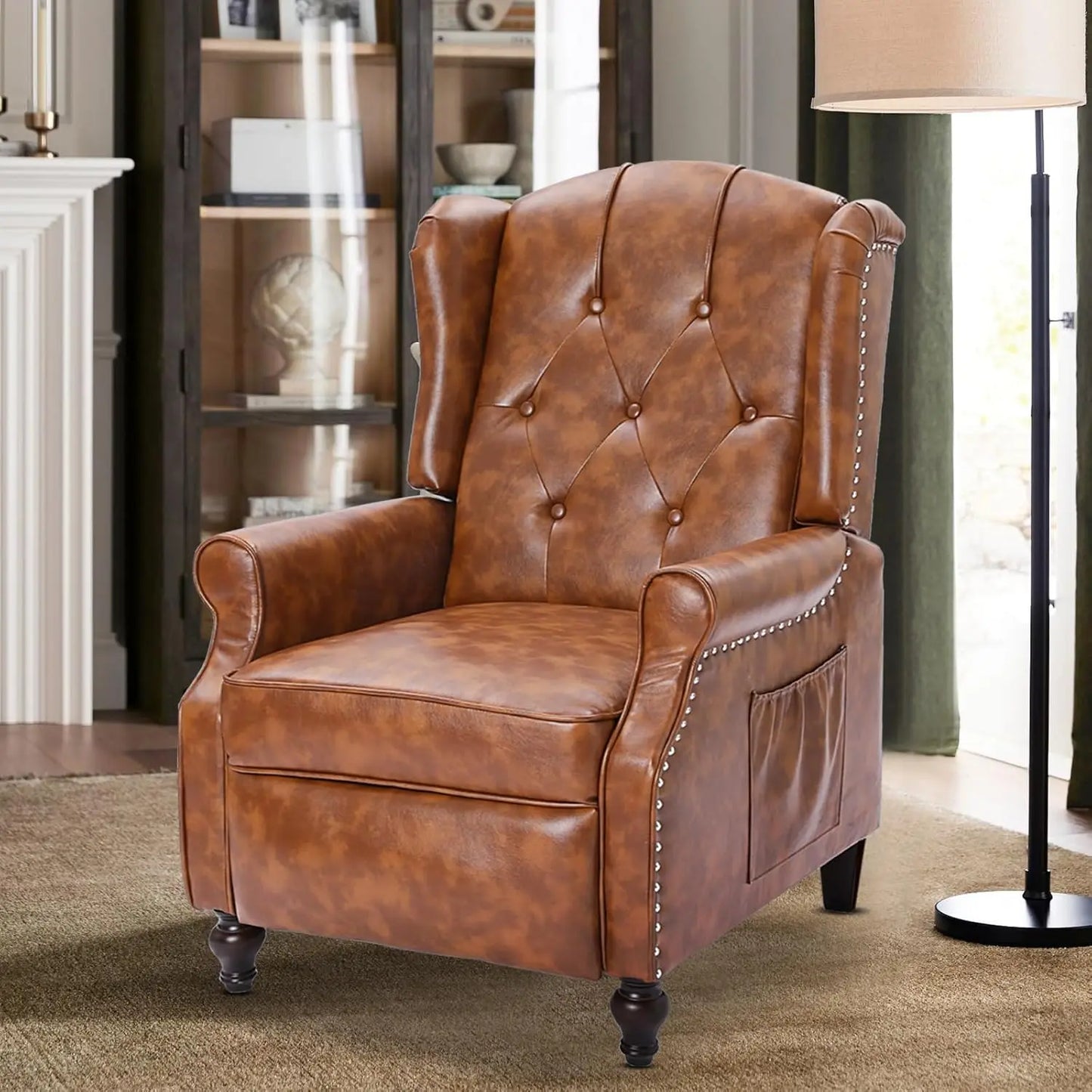 Massage Heat Wingback Recliner Push Back Armchair Living Room Bedroom Home Theater Beige,Customized