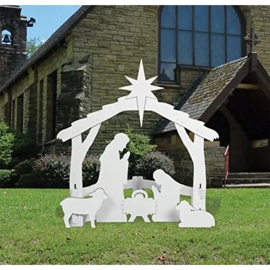 Large White Outdoor Nativity Set Popular
