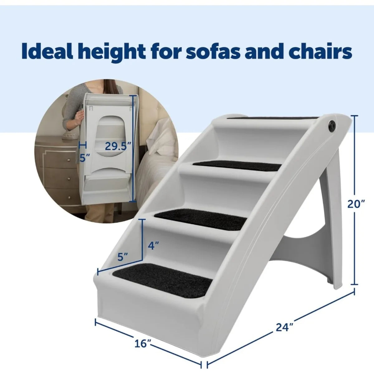Foldable Dog Steps 20 Inch for Bed Couch Car Indoor Outdoor Use Portable Pet Stairs