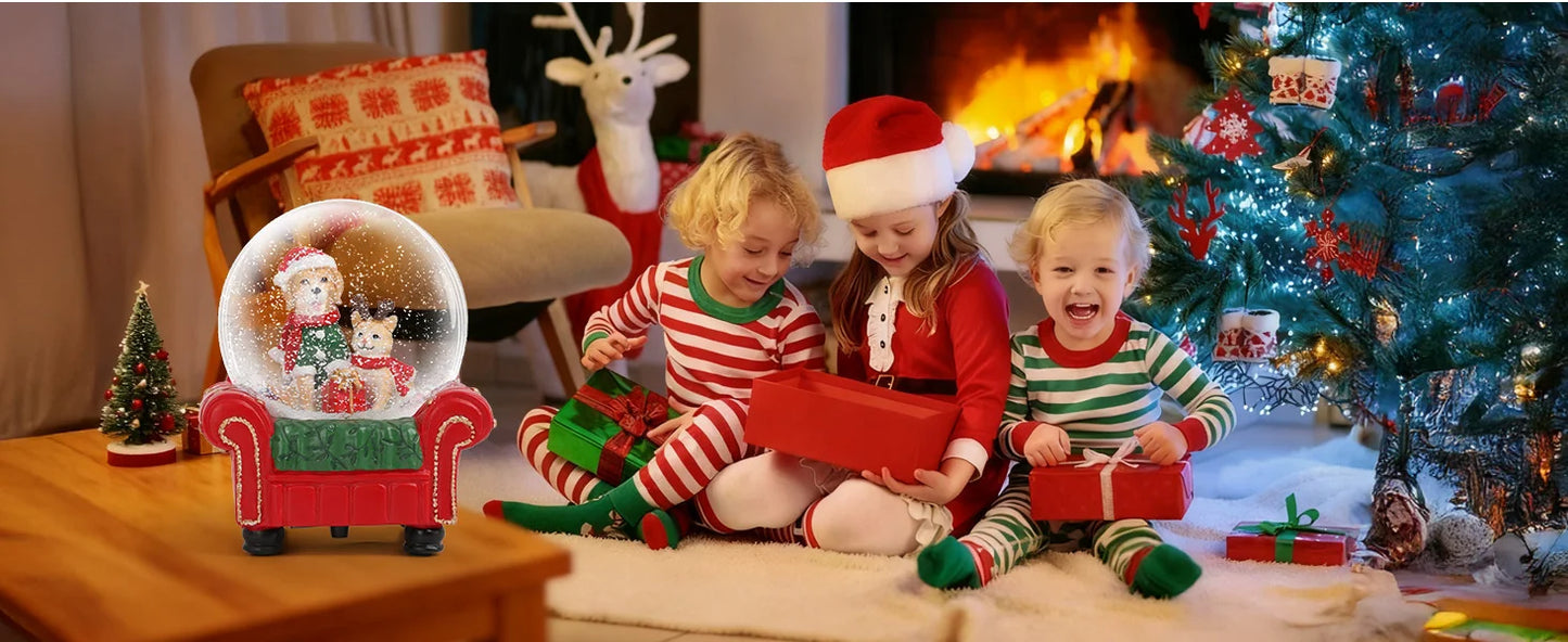 2025 Red Theme Christmas Decor With Snow Globe & Music - Perfect For Home Ambiance And Gifting