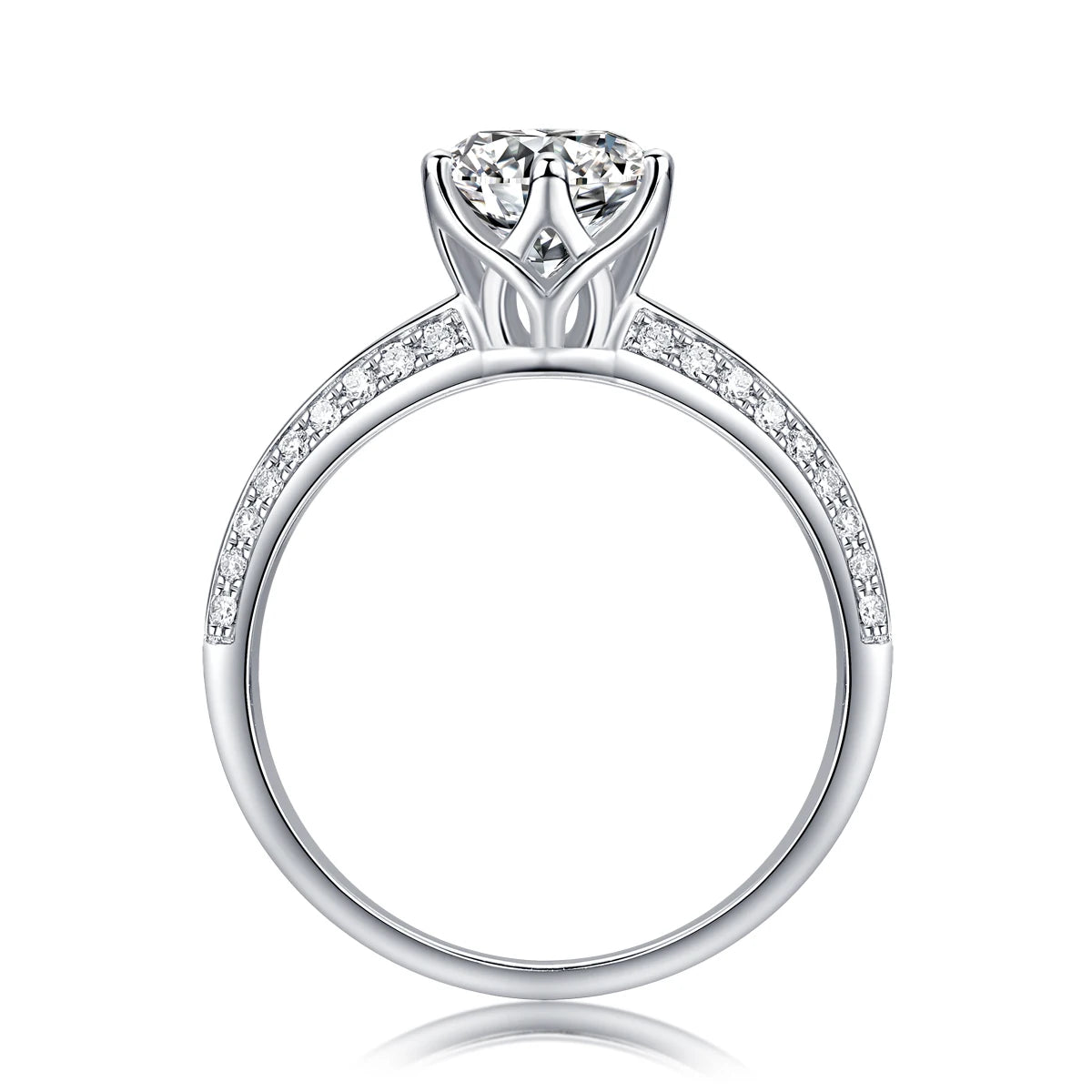 1pc 1ct 2ct 3ct Moissanite Ring 925 Sterling Silver 18K Gold Plated Elegant Gift Jewelry for Women Comes with GRA Certificate