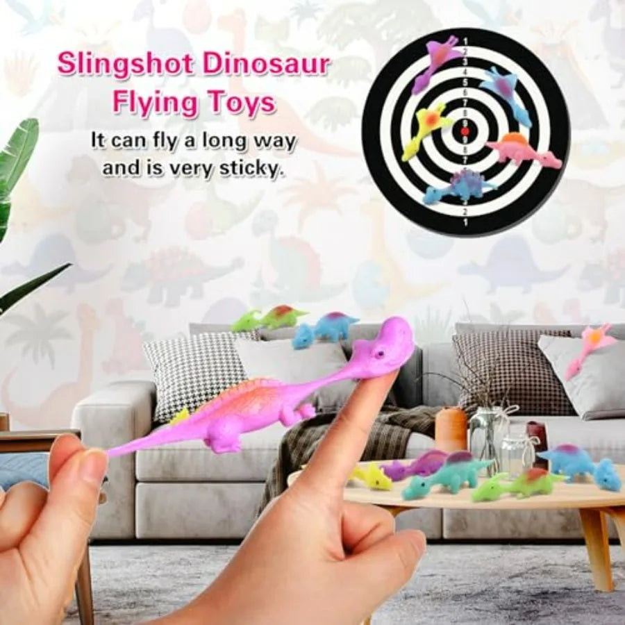 Pcs Slingshot Finger Toys, Flying Dinosaur Party Favors for,Sticky Rubber Dino Fidget Toys, Funny Gag Gifts Treasure Box Classr