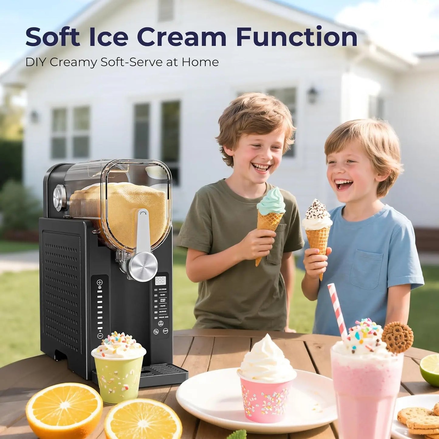 Slushie Machine, No Ice Needed Slushy Maker for Home, Real-Time Temp Display, Frozen Drink Maker with 6 Preset Programs for Ice