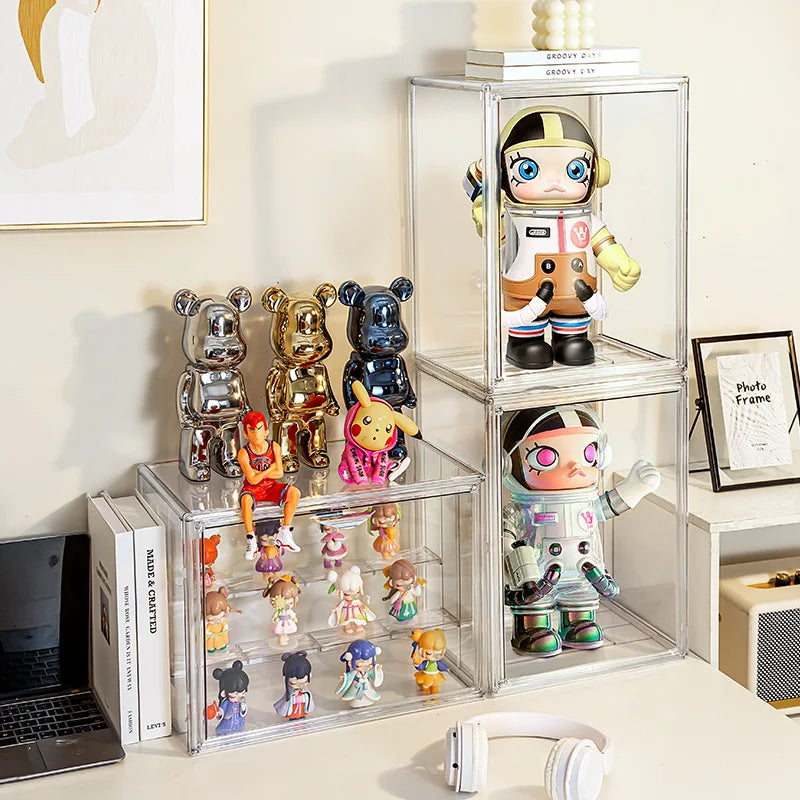 Clear Display Box Handbag Storage Showcase Rack Organizer Stackable for Purse Makeup Collectible Cosmetic Figure Toy Blind Box