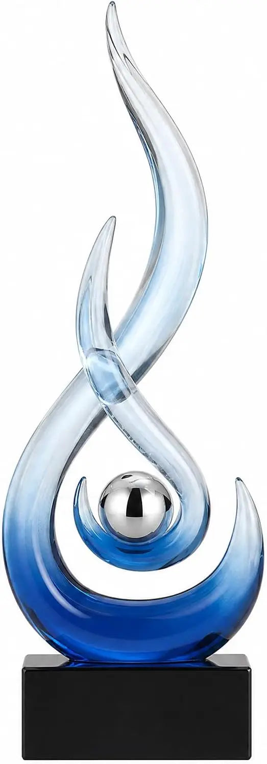 Modern Golden Flame Abstract Sculpture for Home Decor and Living Room