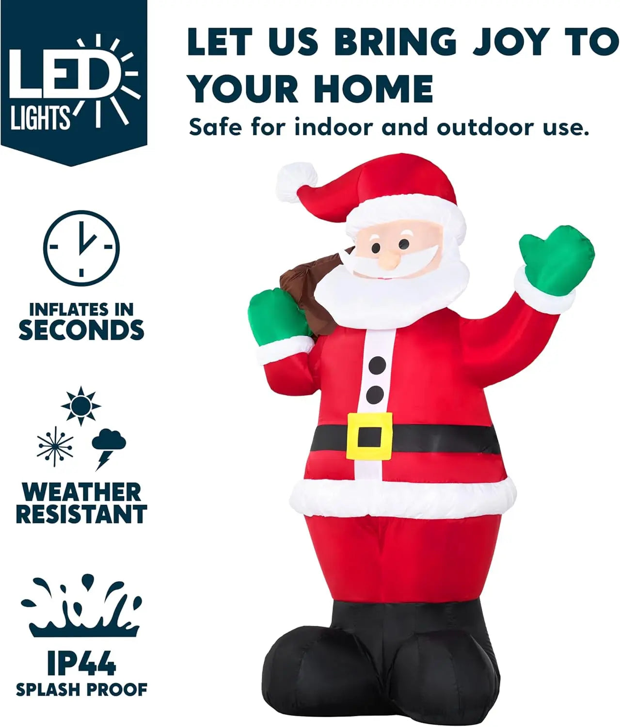 JOYFY 6 FT Christmas Inflatable Santa with Gift Bag Xmas Inflatable Decorations for Christmas Yard Outdoor Winter Decorations