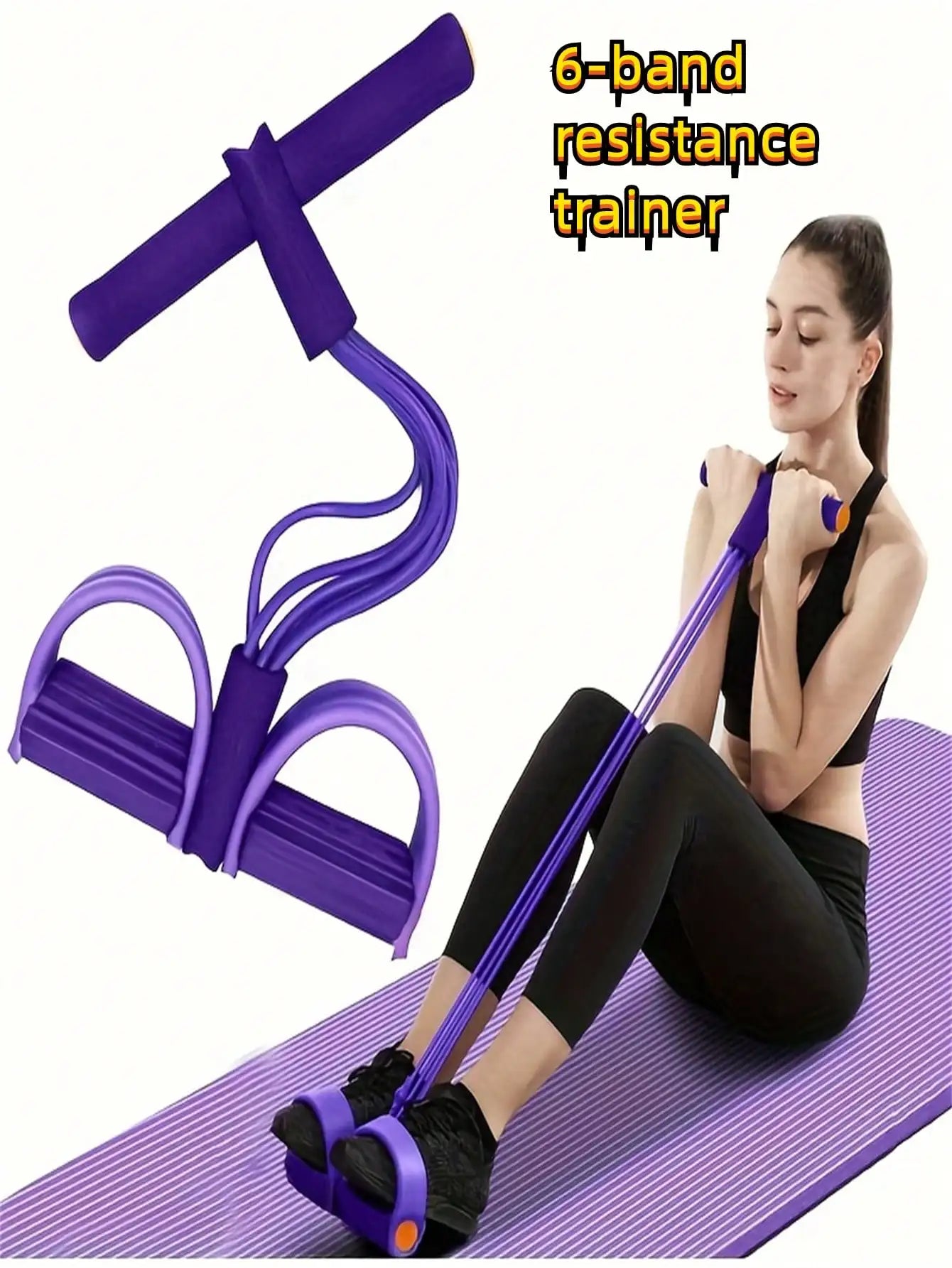 6-Tube Elastic Yoga Stretch Resistance Band, Fitness Resistance Bands - Suitable For Abdominal/Waist/Arm/Leg Stretching And Shaping Exercises, Durable And Portable, Suitable For All Fitness Levels, Core Training