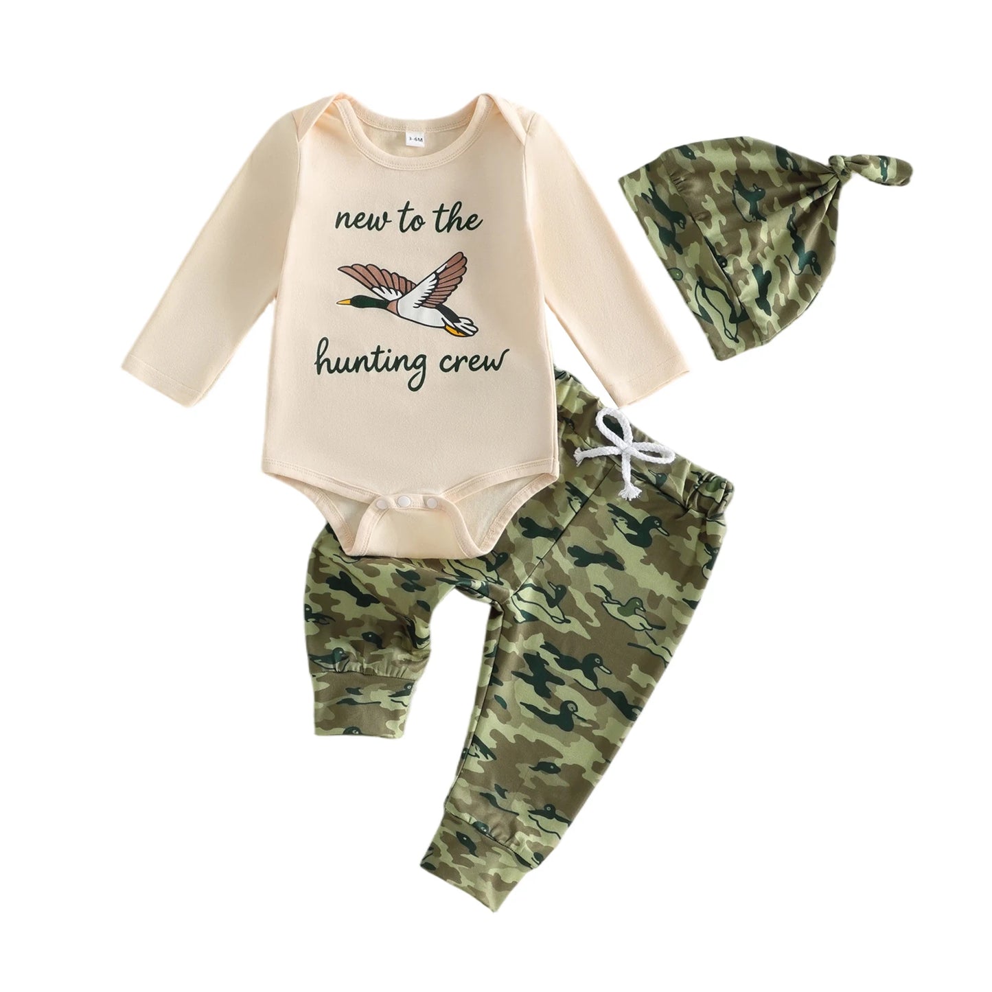 Outfits Long Sleeve Baby-Boys-3 Pcs Camo Print Baby Boys Hat Newborn Clothes Set Hat Set Newborn Lightweight Outfits Long Sleeve