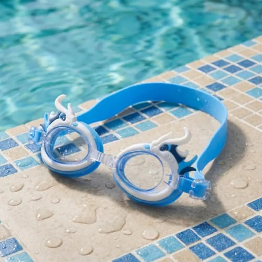 Swim Goggles, Anti-fog Vision Swimming Goggles for Boys And Girls, Leak-proof Soft Silicone Water with Cartoon Dragon Design, A