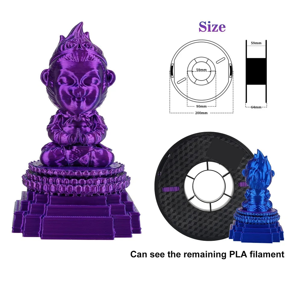 Multicolor Filament Bicolor Silk PLA 2Color for 3D Printing Plastic 3D Printer Materials 1.75mm Spool No Bubble High quailty