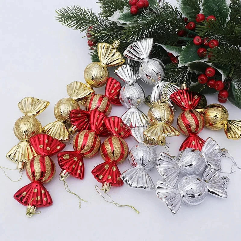 6pcs/box Candy Crutch Icicle Christmas Tree DIY Ornaments New Year Xmas Gifts Christmas Ball Decoration for Home Navidad