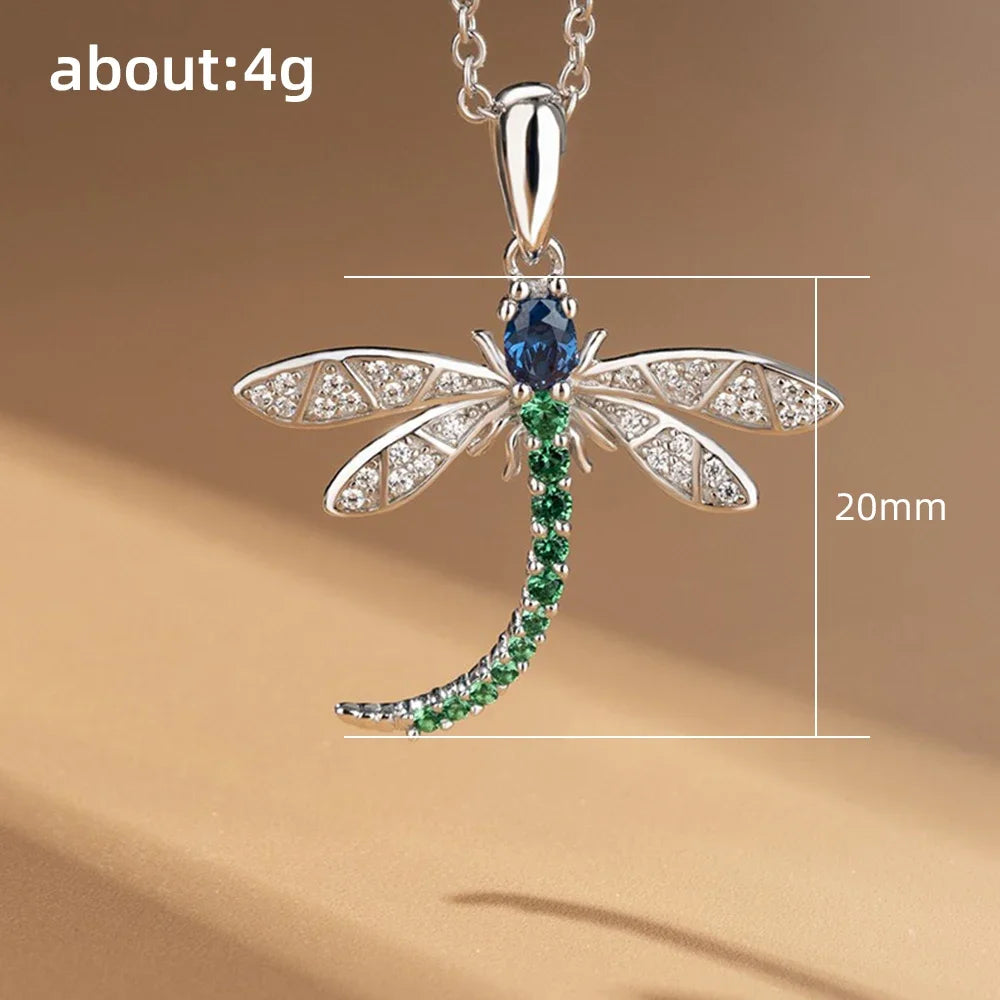 SHFY Cute Dragonfly Necklace for Women Silver Color Chic Animal Pendant Necklace Fancy Girls Birthday Gift Personality Jewelry