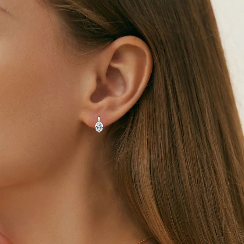OXTAO 2ct Moissanite Solitaire Stud Earrings Certified 925 Sterling Silver Drop Hoop Earrings Spakling D Color Female Jewelry