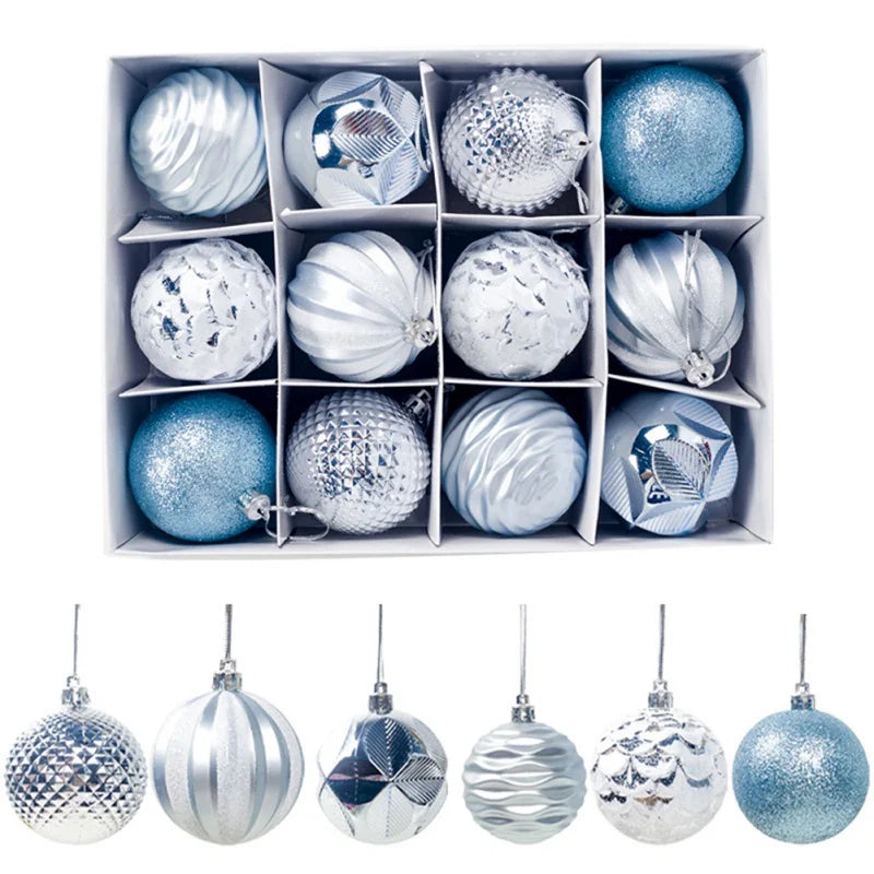 12pcs 6cm Assorted Christmas Ball Pendant Ball Ornament Set Seasonal Holiday Wedding Holiday Party Festival Decorations