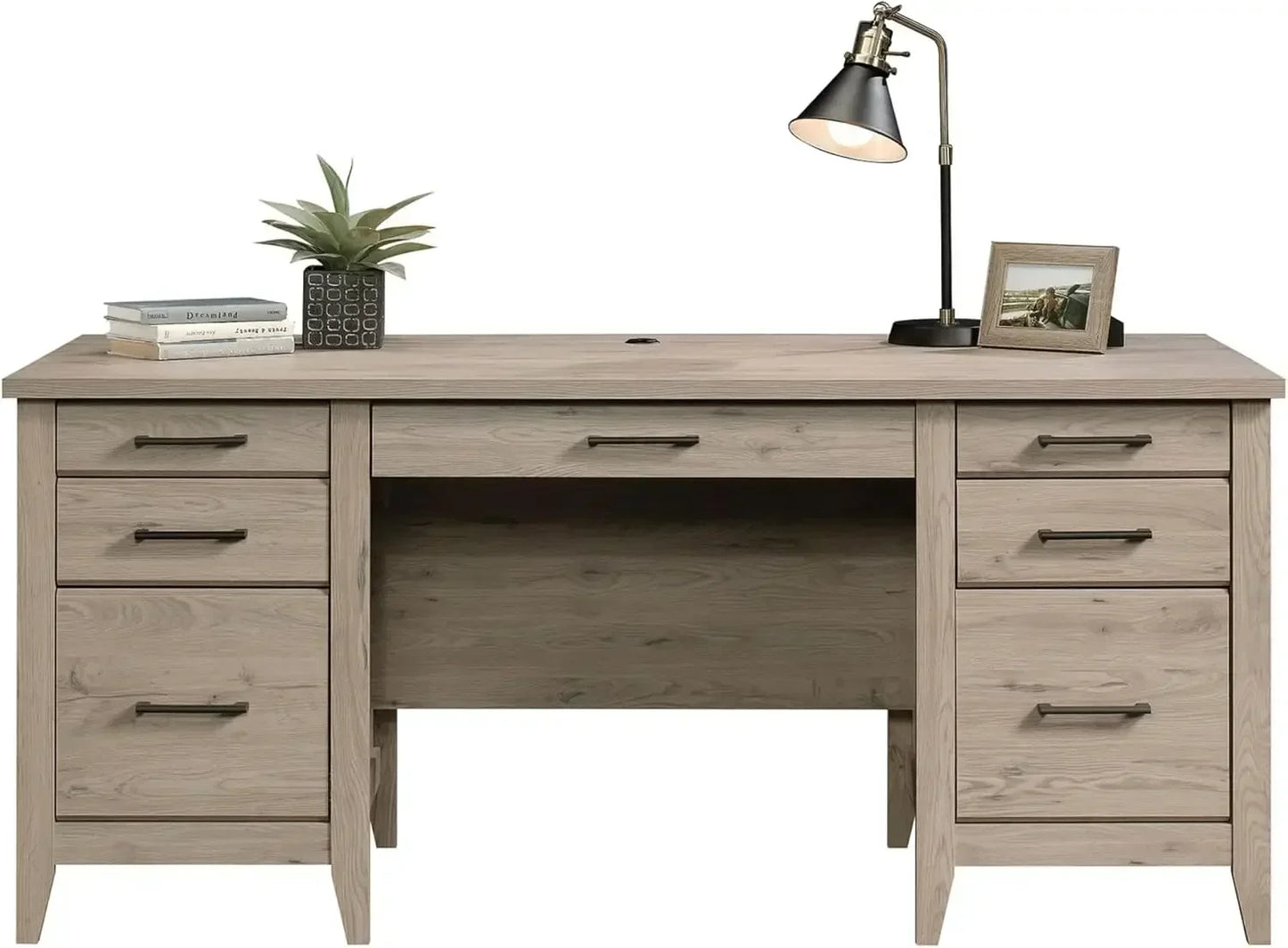 Summit Station 66"W Executive Computer Desk, Laurel Oak