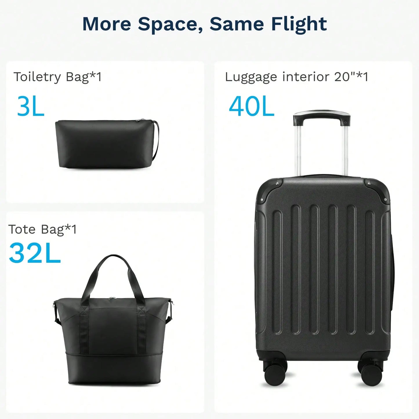 Luggage Sets 5 Piece,Hardside Suitcase With Wheels - Spinner Wheels, TSA Lock, Includes Toiletry Bag For Family Travel Luggage Case Trolley Suitcase Spinner Suitcase Travel Luggage nizer Travel Stuff