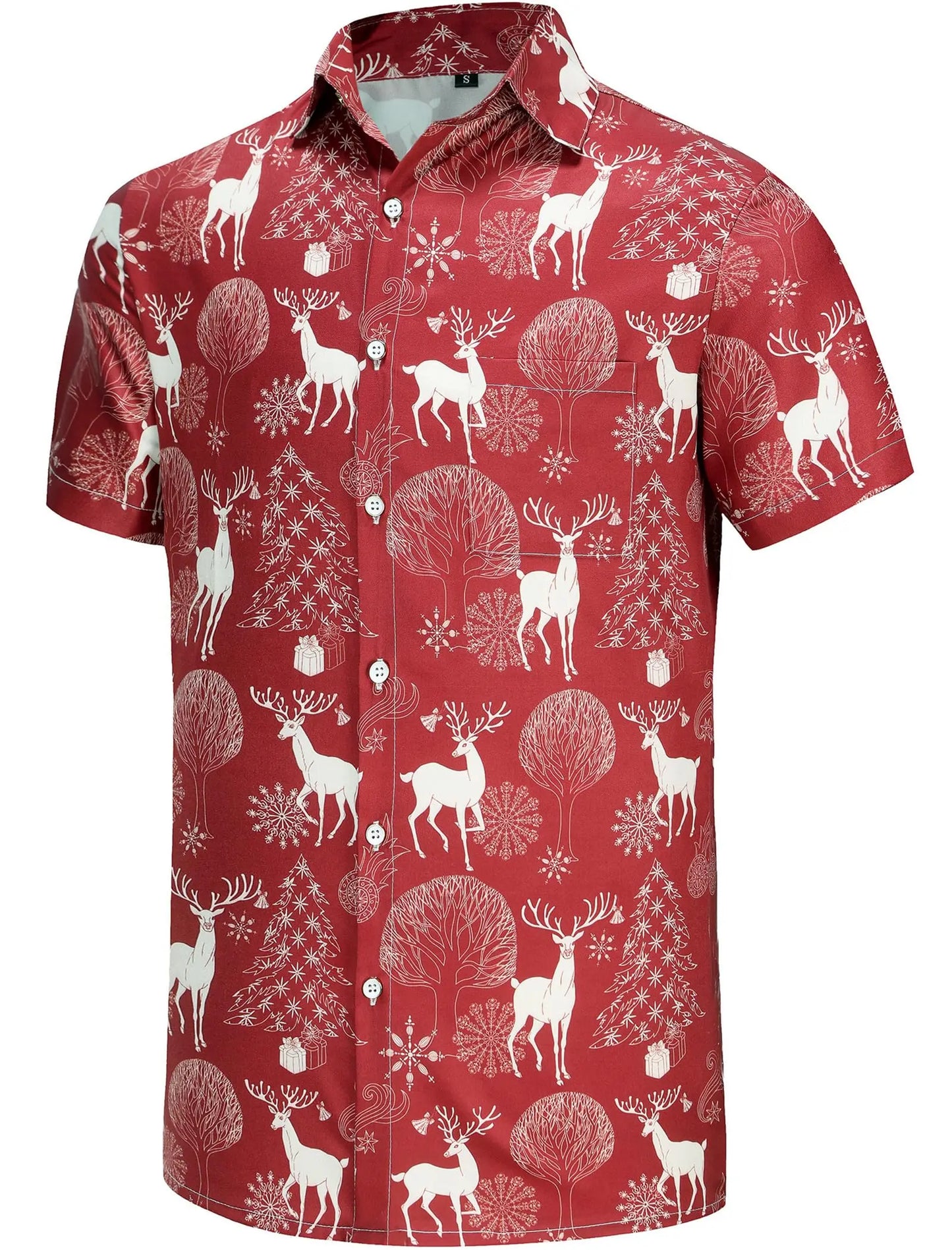 KYKU Hawaiian Shirts for Men Santa Claus Party Casual Button Down Short Sleeve Shirt with Pocket
