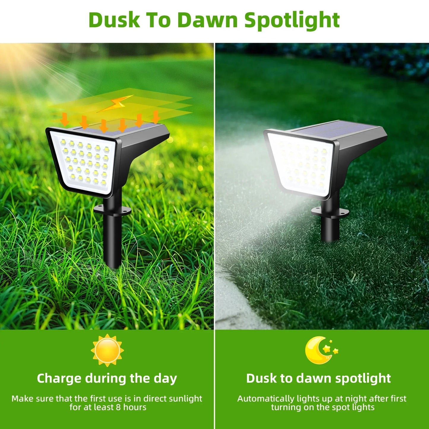 4 Pack Waterproof Outdoor Solar Street Lights, Garden Spotlights for Yard Terrace Landscape Decoration