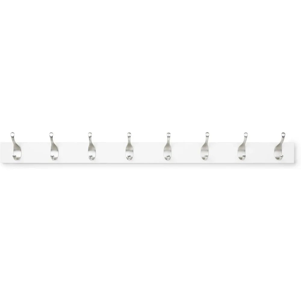 Wall Mounted Modern Coat Rack for Entryway and Bedroom with Storage Hooks 8 Hook White