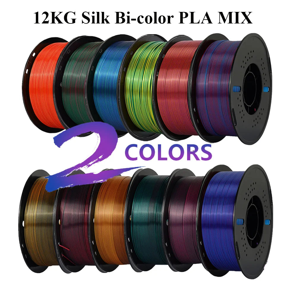 Multicolor Filament Bicolor Silk PLA 2Color for 3D Printing Plastic 3D Printer Materials 1.75mm Spool No Bubble High quailty