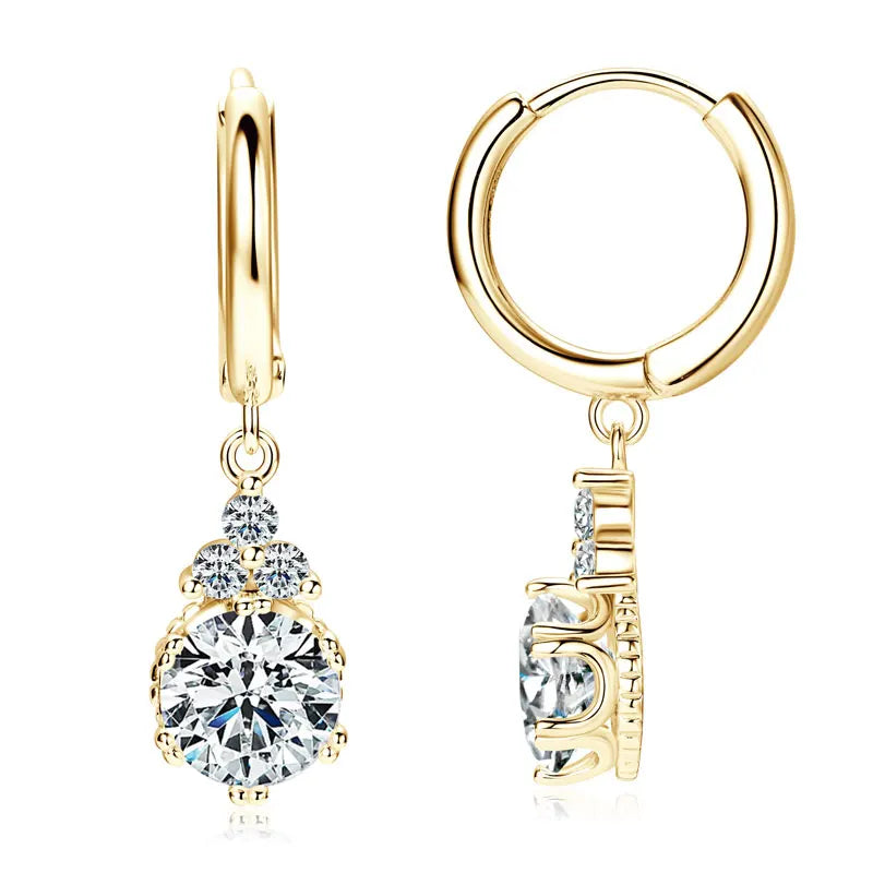 OXTAO Moissanite Big Dangle Hoop Earring 6.5mm/8mm D Color VVS1 for Women 925 Sterling Silver Huggie Earring Luxury Jewelry Gift