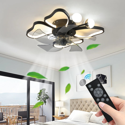 Modern Ceiling Fan with Lights,Transparent Blades,LED Adjustable Lamp,6-Speed Remote Control,Stylish Low-Profile Design