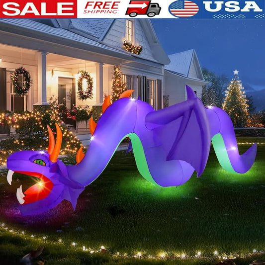 12FT Inflatable Dragon Yard Decor Chinese New Year Halloween Christmas Outdoor Decoration Lighted Blower Waterproof