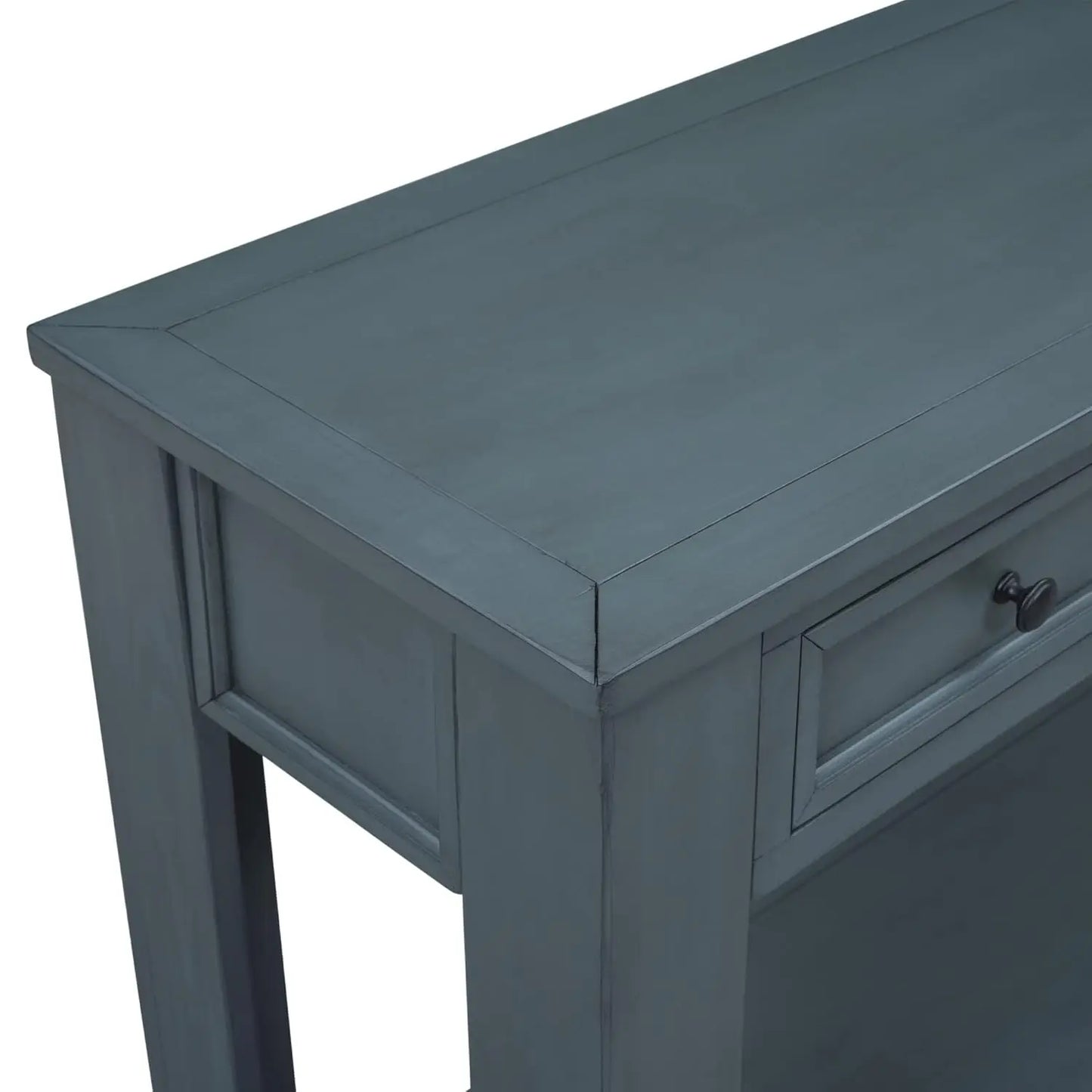 Console Table with 4 Storage Drawers Bottom Shelf, Rustic Distressed Sofa Table for Entryway Hallway, Assembly, Customized