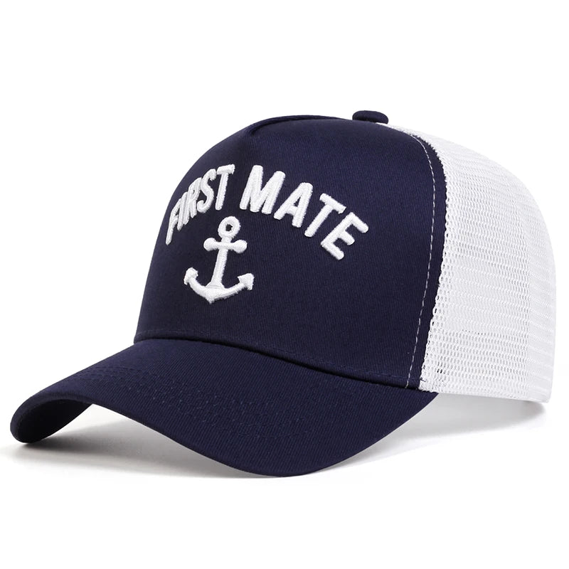 2pcs/set Unisex FIRST MATE/CAPTAIN Embroidery Baseball Net Caps Spring and Summer Outdoor Adjustable Casual Hats Sunscreen Hat