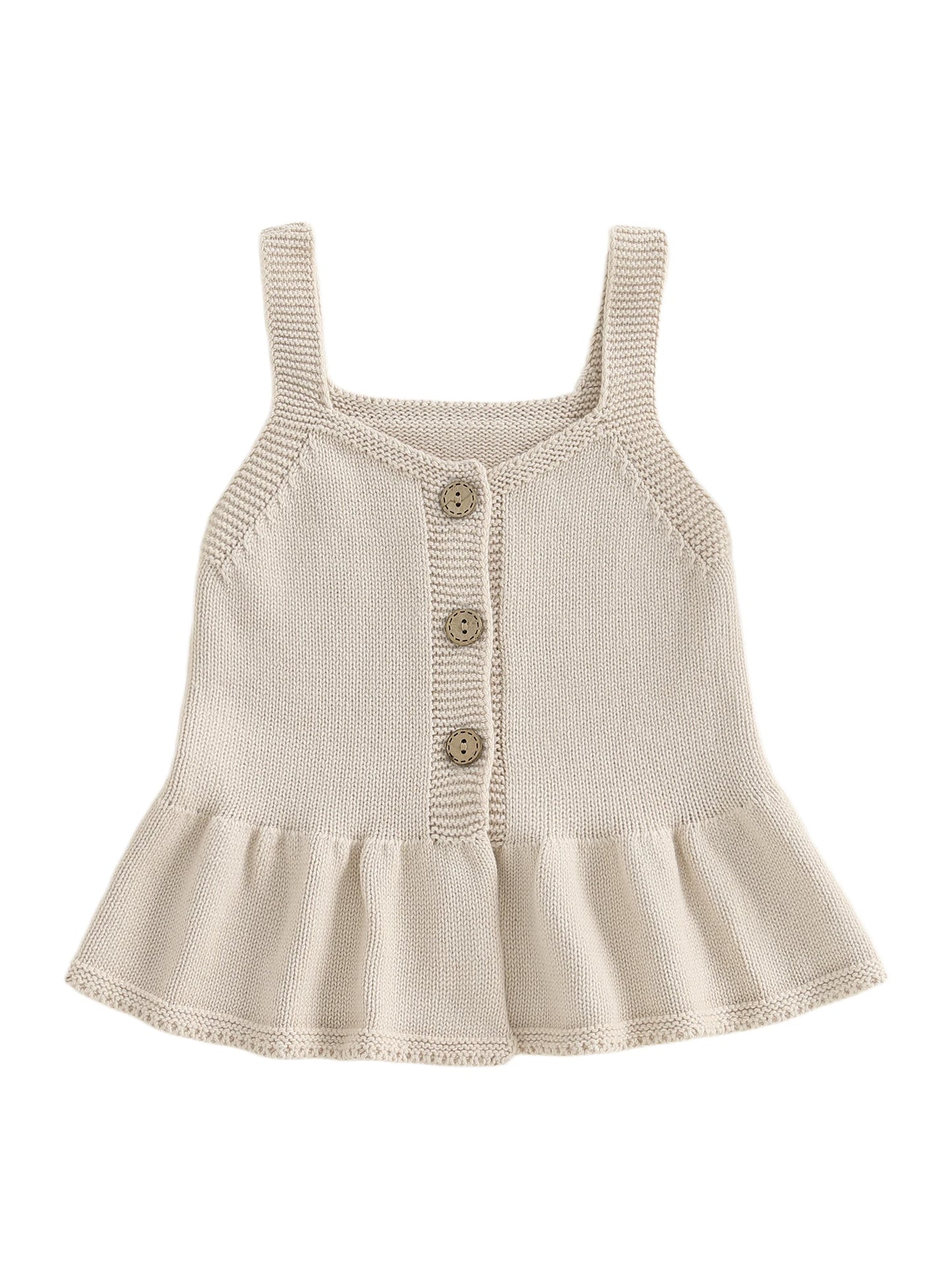 Toddler Girl Cable Knit Tank Tops Adorable V Neck Sleeveless Sweater Vest with Ruffled Hem Warm Winter Outfit for Fall